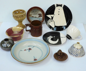 Lot 252 - Group lot of Australian Studio Pottery incl Margaret Pilgrim black &am