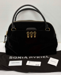 Lot 279 - Sonia Rykiel black Velvet day Bag - new with price tag, cert card, etc