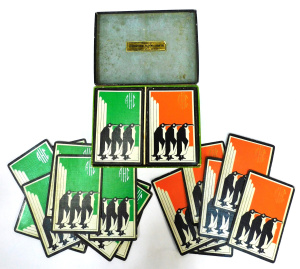 Lot 283 - Art Deco Boxed Full Set Twin pack Vogue playing cards - Stylised Pengu