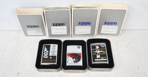 Lot 285 - 3 x boxed As New Zippo fuel Cigarette Lighters - all Featuring James B