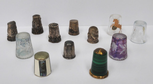 Lot 288 - Group Lot Vintage Silver, Glass & Other Thimbles - incl 5 x Easter