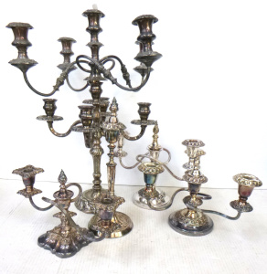 Lot 301 - Group lot - Vintage EPNS Candle Holders - 3 x branch, 5 x branch, sing