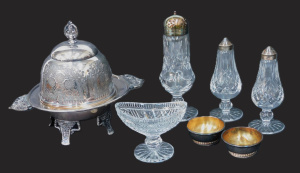 Lot 307 - Group Waterford Crystal & EPNS incl Waterford Lismore pattern pede