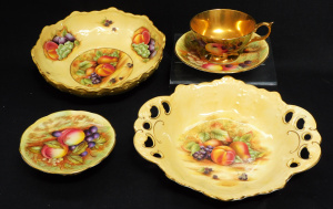 Lot 313 - Group lot Aynsley Orchard Gold china incl Collar Footed Bowl 23cm D ,