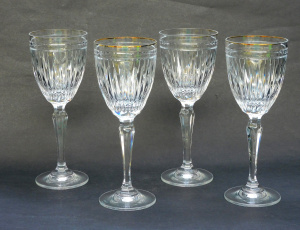Lot 320 - 4 x Waterford Crystal stemware - Hanover Gold pattern - Faceted stem &