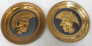 Lot 321 - Pair Vintage English Brass Chargers featuring Roman Centurions - both