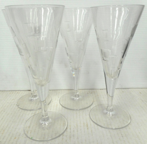 Lot 331 - Set of 4 Vintage Royal Doulton Crystal 'Metro' Goblets - marked to bas