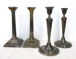 Lot 334 - 2 x Pairs - Vintage EPNS Candlesticks - James Dixon & Sons Classic