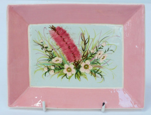 Lot 348 - Guy Boyd Australian Pottery Oblong Tray signed verso - Hand painted wi