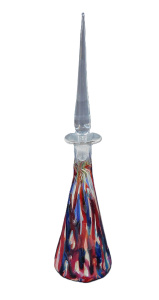Lot 349 - Art Glass Perfume Bottle - cylindrical with Multi coloured vertical ea