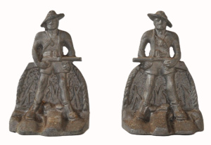 Lot 350 - Pair of Vintage Cast Aluminium Australia Soldier w Submachine Gun Book