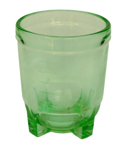 Lot 352 - Art Deco Uranium Glass Measuring bowl - Four block feet 15cm H