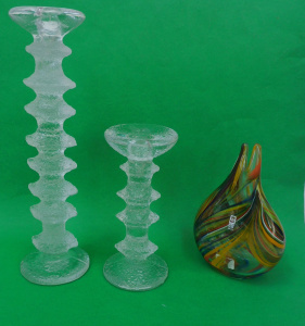 Lot 354 - 3 x Pces Art Glass incl Mid Century signed Finish Iittala Festivo Cand