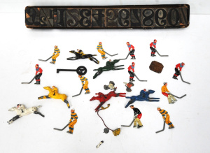 Lot 37 - Grp - 1920s box set printers blocks, numbers, pound sign etc, game piec