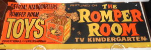 Lot 42 - Large Vintage screenprinted Paper POS Sign - Romper Room Toys Official