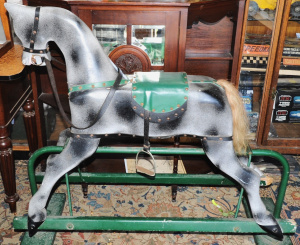 Lot 43 - Vintage Painted Wooden Rocking Horse, approx 106cm H