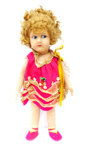 Lot 45 - Vintage 1930s Felt Covered Toy Doll - Shirley Temple like Character, in