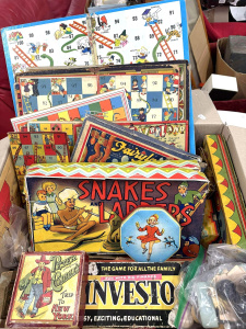 Lot 65 - Box vintage games mostly Board, Fairyland, Peter Coddle's trip, Disney,