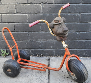 Lot 76 - Kids Vintage Ride-On Scooter w Humphrey Bear Squeaky Head To Handlebar