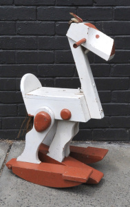 Lot 77 - Vintage Painted Wooden Kids Toy Rocking Kangaroo