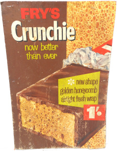 Lot 84 - Vintage Advertising Cardboard Sign for Fry's Crunchie chocolate bar, 74