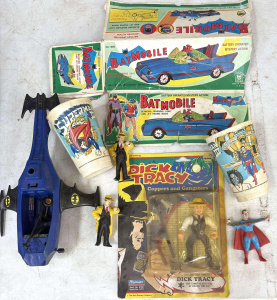 Lot 87 - Grp - carded Playmates Dick Tracy, 2 Tracy figures, 2 Superman Coca-Col