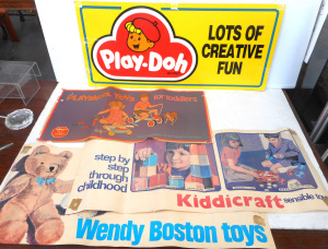 Lot 89 - 4 x Vintage Point-of-sale signs, incl cardboard double-sided Play-Doh,