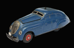 Lot 128 - 1940s Art Deco Shape SCHUCO tinplate Clockwork Car -Kommando 2000 made