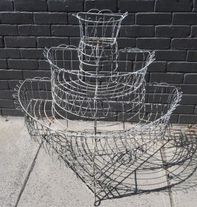 Lot 196 - Vintage Wire Metal 3 tier half round Garden Plant stand 96cm H