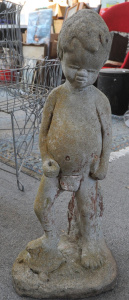 Lot 200 - Vintage c1950s Concrete Garden Statue of an Aboriginal Boy Fishing - m