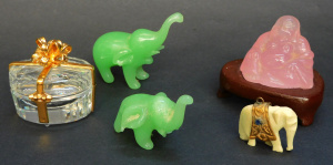 Lot 210 - 5 x Miniatures incl Swarovski chest with gilt bow & coloured cryst