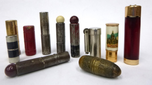 Lot 216 - Small box lot of Vintage Cylinder Shaped Cigarette Lighters, inc, meta