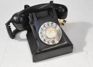 Lot 220 - Vintage Black Bakelite Rotary Dial Telephone by PMG