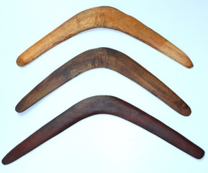 Lot 263 - 3 Vintage aboriginal Boomerangs inc Boomerang with carved Koala on Bra