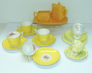 Lot 281 - Group lot Yellow China & Ceramics inc Queens Mid Century Trio - Gl