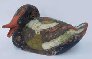 Lot 313 - Vintage Carved wooden Duck - Hand painted 34cm L