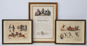 Lot 352 - 3 x framed 19th C works on Paper - Pair H Alken Colour Lithographs 'Sy