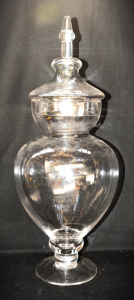Lot 353 - Large vintage lidded Glass Jar - pedestal base with fitted lid & f