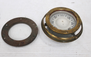 Lot 355 - Two Vintage Pieces Sestral Ship Compass in Gimbal mounted in brass, ma