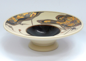 Lot 364 - Peter Minko Australian Pottery Comport - HPainted Intricate design to