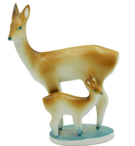 Lot 376 - Art Deco Zolnay (Pecs) porcelain figurine of Deer & fawn - 17cms H