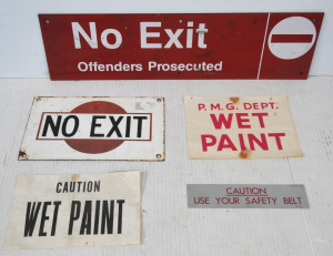Lot 35 - Group lot - Vintage Signs - old Enamel No Exit, Caution use your Safety Lot 35 - Group lot - Vintage Signs - old Enamel No Exit, Caution use your Safety