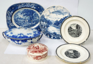 Lot 46 - Group lot of English China inc Spode round trinket box - Girl at Well2 Lot 46 - Group lot of English China inc Spode round trinket box - Girl at Well2