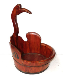 Lot 57 - Vintage Japanese Wooden Bucket with Crane Bird Shaped Handle Approx 575 Lot 57 - Vintage Japanese Wooden Bucket with Crane Bird Shaped Handle Approx 575