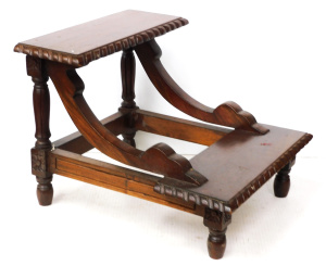 Lot 63 - Vintage Mahogany Tudor Style Wooden Bedside Steps Lot 63 - Vintage Mahogany Tudor Style Wooden Bedside Steps