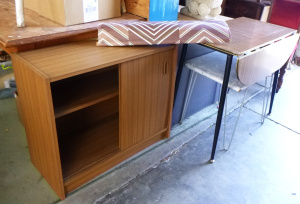 Lot 65 - Group lot of Retro Furniture inc, cabinet, dropside table, blind and a Lot 65 - Group lot of Retro Furniture inc, cabinet, dropside table, blind and a