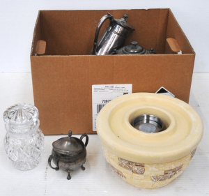 Lot 82 - Box lot - Vintage Cut Crystal & EPNs incl Stuart, + modern Lumix Di Lot 82 - Box lot - Vintage Cut Crystal & EPNs incl Stuart, + modern Lumix Di