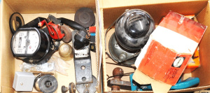 Lot 112 - 2 x Boxes of Mostly Electrical Tools incl Power Saw, Watt Meter, Alarm Lot 112 - 2 x Boxes of Mostly Electrical Tools incl Power Saw, Watt Meter, Alarm