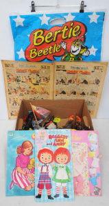Lot 127 - Box lot of Vintage Kids Items incl Laminated Ginger Meggs, Raggedy Ann Lot 127 - Box lot of Vintage Kids Items incl Laminated Ginger Meggs, Raggedy Ann