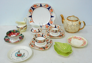 Lot 145 - Group lot vintage English China inc Tuscan Cake Plate, 2 Trios & C Lot 145 - Group lot vintage English China inc Tuscan Cake Plate, 2 Trios & C